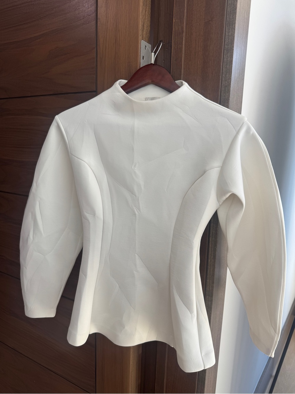 Maeve Sculpted Cream Peplum Tunic